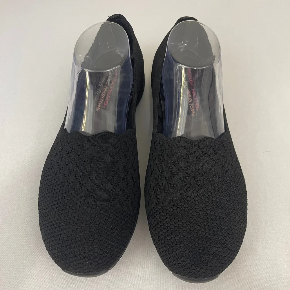 Skechers Seager Stat Womens 9 Black Knit Slip‎ On Casual Comfort Shoes 49481W